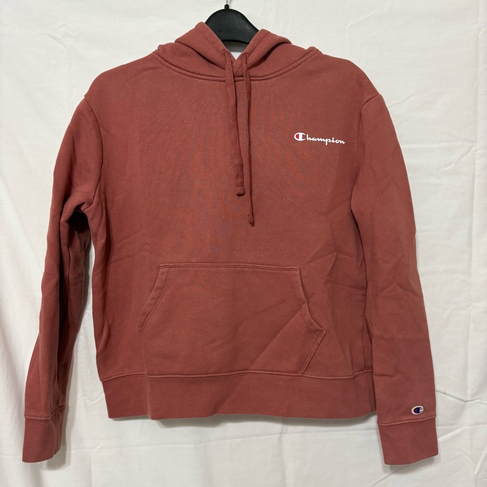 Champion Women's Powerblend Fleece Hoodie in Sandalwood Red. - Picture 2 of 8